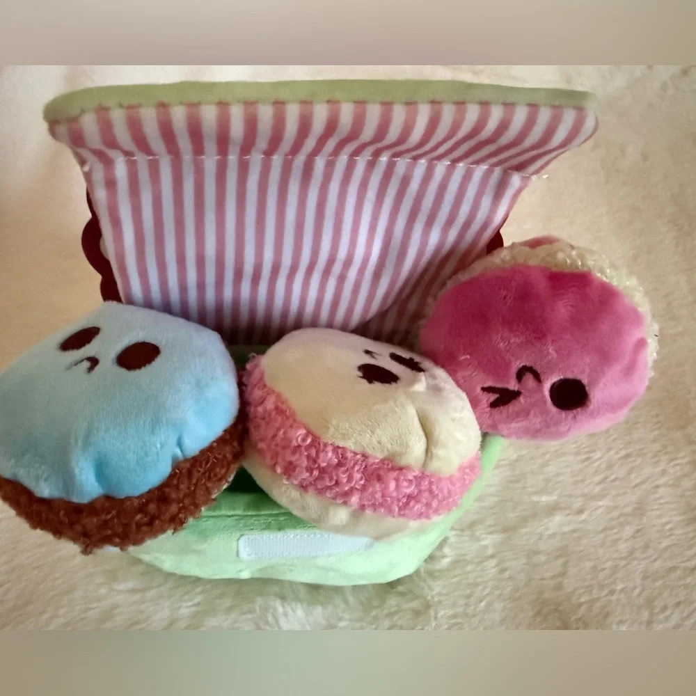 NWT Bark Sweetie Pie Macarons Plush Dog Toy Set - 4 Part Toy